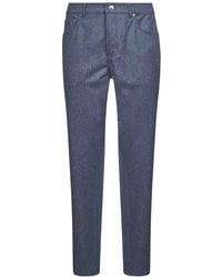 Brunello Cucinelli - Grijze Wollen Broek Met Geborduurd Wapen - Lyst