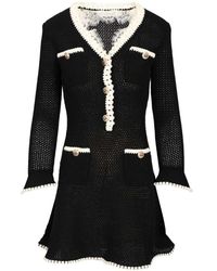 Self-Portrait - Lace Trim Knit Mini Dress - Lyst