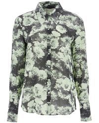 Tory Burch - Overhemden ,Groen ,Viscose Blouse Met Bloemenprint - Lyst