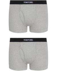 Tom Ford - Ondergoed ,Grijs ,Katoen Branded Boxers Twee-Pack - Lyst