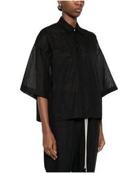 Rick Owens - Overhemden ,Zwart ,Katoen Shirt Met Zakken En Korte Mouwen - Lyst