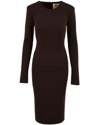 Aniye By - Kleedjes ,Bruin ,Polyester Sienna Midi Jurk - Lyst