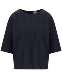 Max Mara - Overhemden ,Blauw ,Polyester Blauwe Kaya Blouse Met Pinstripe - Lyst