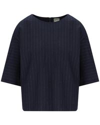 Max Mara - Overhemden ,Blauw ,Polyester Blauwe Kaya Blouse Met Pinstripe - Lyst