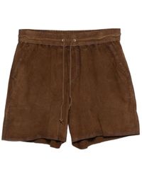 P.A.R.O.S.H. - P.A.R.O..H. ,Korte Broeken ,Bruin ,Leer Short Marfa - Lyst