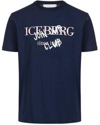 Iceberg - Slim Fit Katoenen Jersey T-Shirt Met Logo Print - Lyst
