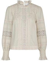 Neo Noir - Elegante Voile Bluse Mit Bestickten Details - Lyst