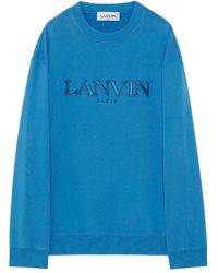 Lanvin - Felpa blu in cotone oversize neptune - Lyst
