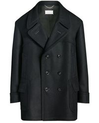 Maison Margiela - Abrigo negro oversize de doble botonadura - Lyst