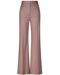 Victoria Beckham - Wijde Broek Van Wolmix Met Hoge Taille - Lyst