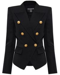 Balmain - Jassen ,Zwart ,Katoen Double-Breasted Blazer - Lyst