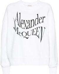 Alexander McQueen - Weißer crewneck sweatshirt mit logo-print - Lyst