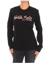 North Sails - Hoodies & Sweatvesten ,Zwart ,Katoen Geribbelde Ronde Hals Sweater - Lyst