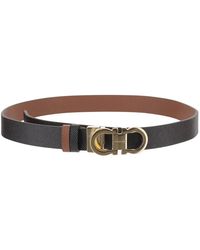 Ferragamo - Accessoires ,Zwart ,Leer Double Gancini Riem - Lyst