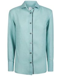 Eleventy - Overhemden ,Blauw ,Linnen Camicia Classica - Lyst