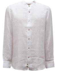 Mazzarelli - Stone Leinen Koreanisches Hemd - Lyst