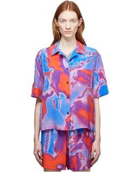 McQueen - Overhemden ,Veelkleurig ,Rave Zijden Shirt Met Fantasma Stijl - Lyst