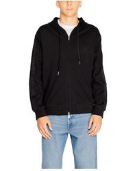 ARMANI EXCHANGE - Schwarzer kapuzenpullover mit reißverschluss - Lyst