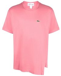 Comme des Garçons - Logo-Patch Baumwoll T-Shirt mit Asymmetrischem Saum - Lyst