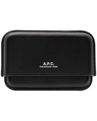 A.P.C. - Leder Geldbörse &Amp; Kartenhalter Schwarz - Lyst
