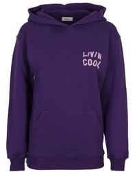 LIVINCOOL - Hoodies & Sweatvesten ,Paars ,Katoen Artistieke Cappuccio Hoodie - Lyst