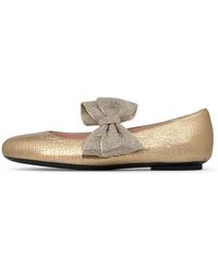 Loriblu - Schoenen ,Geel ,Leer Gouden Leren Ballerina's Met Strik - Lyst