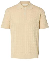 SELECTED - Slhmattis Ss Knit New Cable Polo - Lyst