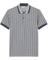 Lacoste - Tops ,Grijs ,Katoen Klassiek Model Monogram Jacquard Poloshirt - Lyst