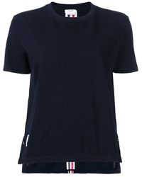 Thom Browne - Blaues logo t-shirt mit webstreifen-details - Lyst