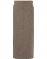 Brunello Cucinelli - Virgin Wool Midi Rok - Lyst