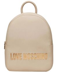 Love Moschino - Ivory synthetischer rucksack mit gold metall details - Lyst