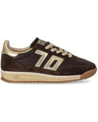 Back70 - Bruine Leren Sneaker Met Gouden Inzetstukken - Lyst