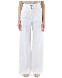 BOSS - Broeken ,Wit ,Linnen Wijde Broek - Lyst