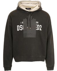 DSquared² - Schwarzer Hoodie Mit Logo-Patch Pullover - Lyst
