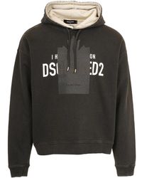 DSquared² - Schwarzer Hoodie Mit Logo-Patch Pullover - Lyst