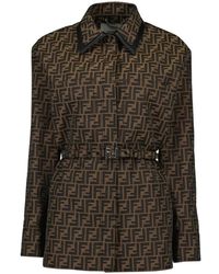 Fendi - Jassen ,Bruin ,Katoen Giacca Ff Canvas - Lyst