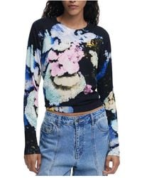Desigual - Truien & Vesten ,Veelkleurig ,Linnen Zwarte Linnen Trui - Lyst