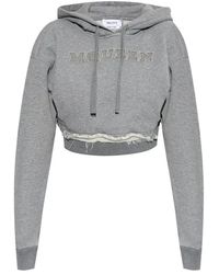 McQueen - Hoodies & Sweatvesten ,Grijs ,Katoen Hoodie Met Geborduurd Logo - Lyst