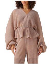 Notre-v - Overhemden ,Wol Roze Longsleeve Top Voor Stijlvolle Vrouwen - Lyst