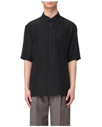 Saint Laurent - Zwart Zijden T-Shirt Met Korte Mouwen - Lyst