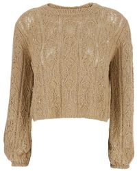 Semicouture - Truien & Vesten ,Katoen Crewneck Cropped Sweater - Lyst