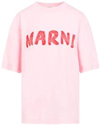 Marni - Camiseta de algodón en cinder rose - Lyst