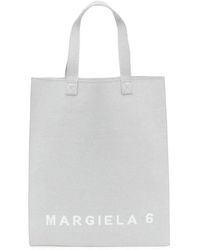 Maison Margiela - Borsa tote con stampa logo argento - Lyst