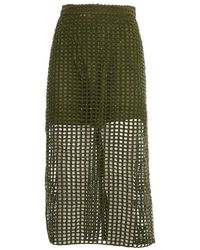 Essentiel Antwerp - Pailletten Mesh Rock Grün - Lyst
