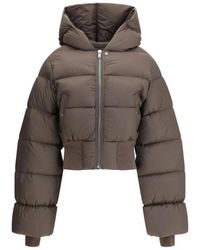 Rick Owens - Jassen ,Bruin ,Katoen Korte Gewatteerde Hoodiejas - Lyst