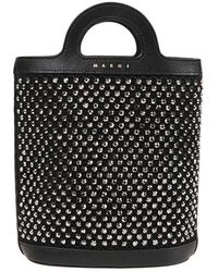 Marni - Tote Tasche Mit Logo-Print Und Lederkettenriemen - Lyst