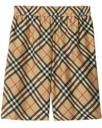 Burberry - Silk Check Shorts - Lyst