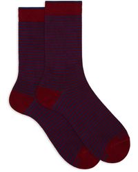Gallo - Kurze rote baumwollsocken mit windsor-streifen - Lyst