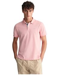 GANT - Tops ,Roze ,Katoen Contrast Piqué Polo Shirt - Lyst