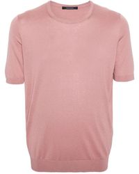 Tagliatore - T-shirt in seta rosa salmone girocollo maniche corte - Lyst